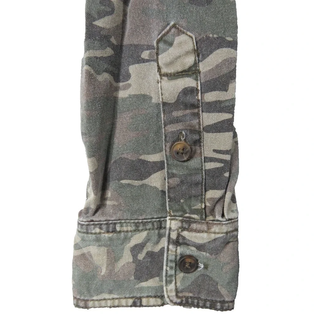 Lazer Men L Camo Military Utility Shirt Jacket Embroidered Wings Patch Shacket